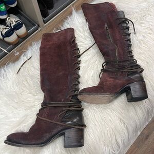 Women's wine colored Leather Boots